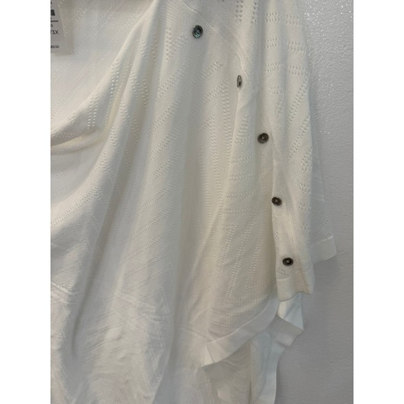 NWT Talbots 2X / 3X Chevron Pattern White Knit Off Shoulder Ruana Wrap - Picture 2 of 5